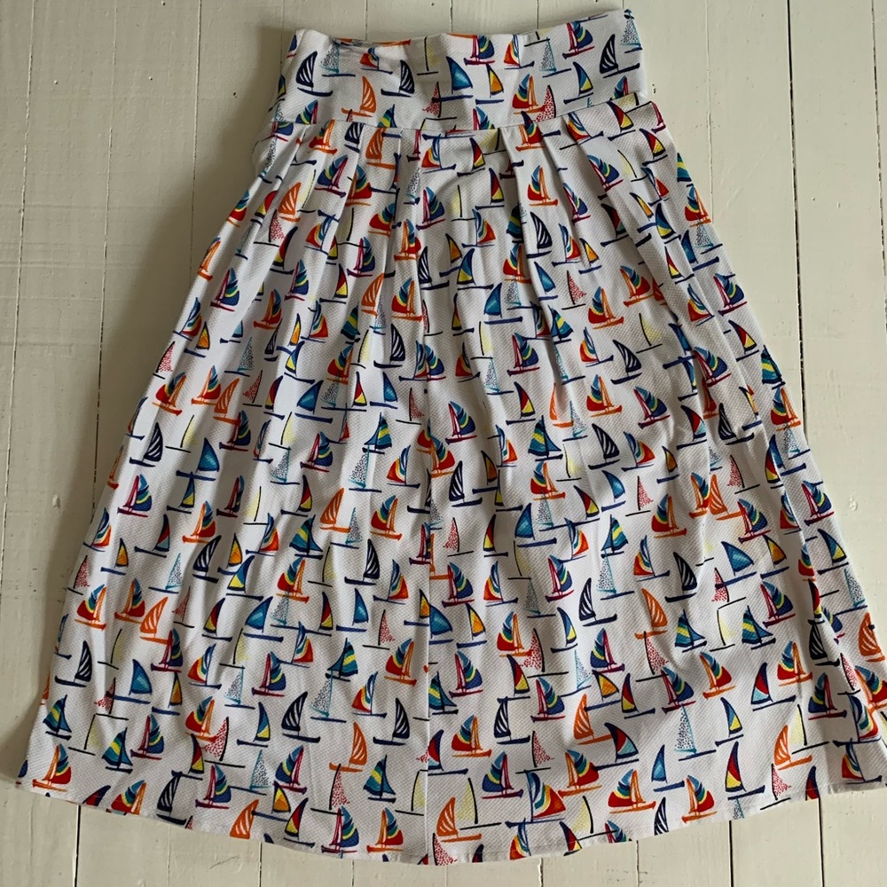 Handmade high waisted, sailboat print skirt